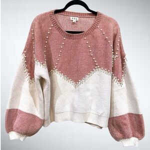 POL Oversized Pearl Detailed Sweater Top Size S